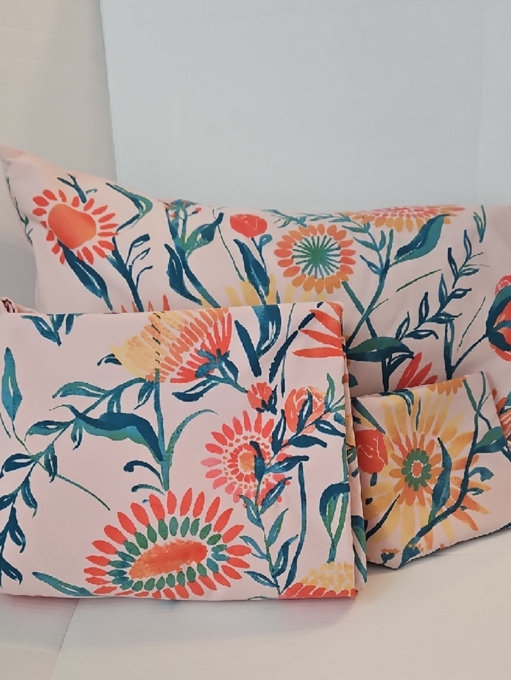 Opalhouse Vibrant Botanical Floral Pink Teal Cotton Queen Duvet Pillow Sham Set